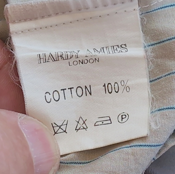 Hardy Amies Sz L Light Gray Blue Striped Shirt - Picture 9 of 9